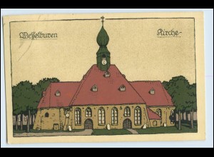 N6534-2244/ Wesselburen Kirche Steinzeichnung Litho AK