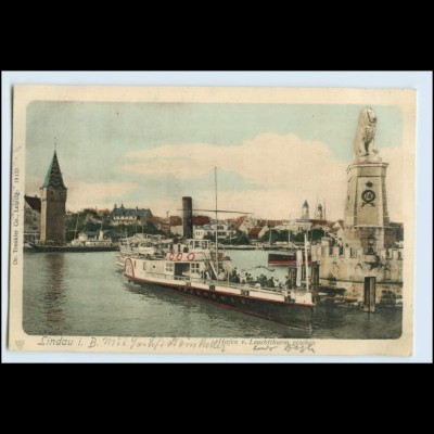 W4P01/ Lindau Hafen vom Leuchtturm gesehen 1902 AK