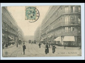 W5Q91/ Lille - Rue Faidherbe mit Straßenbahn AK 1906