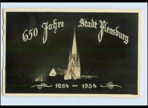 A4976/ 650 Jahre Stadt Flensburg 1934 bei Nacht Foto AK