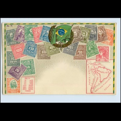 A5729/ Brasilien Briefmarken schöne Litho Prägedr. AK ca.1910