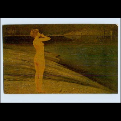 P3J26/ Degi Gemälde AK Nr.539 "Echo" Frau nackt am Wasser Erotik ca.1920