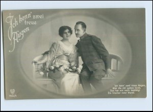 W8V23/ Soldat und Frau "Ich kenn zwei treue Augen" Foto AK ca.1914