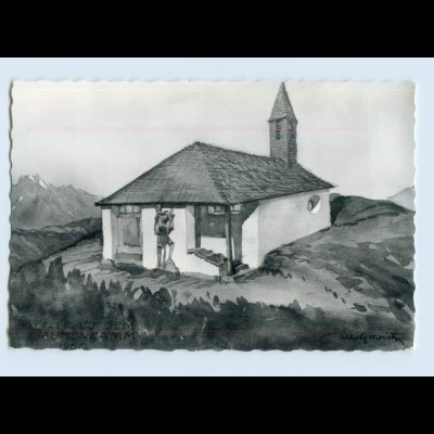 X1H17/ Baustein AK für die Hahnenkamm Kapelle St. Bernhard AK ca.1955
