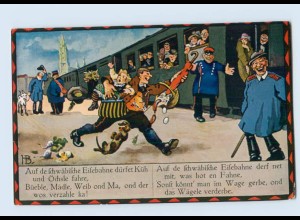 H748/ Schwäbische Eisenbahn Humor AK ca.1925