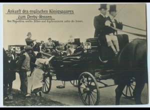 X1H64/ Englisches Königspaar bei Derby-Rennen Elektra Foto AK ca.1914