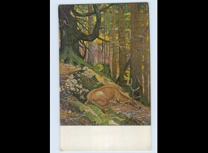 K276/ Jugend-Postkarte AK von E.L. Hoeß toter Hirsch ca.1912