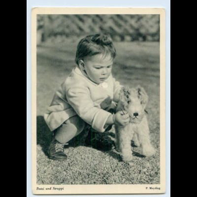 X1R77/ Kind mit Stofftier Hund schöne AK ca.1955