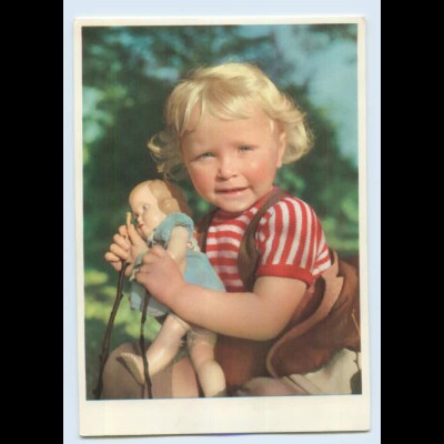 Y1611/ Kleines Mädchen mit Puppe AK ca.1955 Helga Eisen Aufnahme