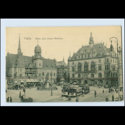 N4374-061./ Halle Saale Altes und neues Rathaus 1912 AK