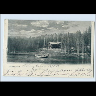 N010/ Peisestuen in Norwegen, Ansicht mit Ruderboot AK 1902