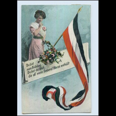 Y188/ 1. Weltkrieg Patriotik AK junge Frau, Fahne 1916