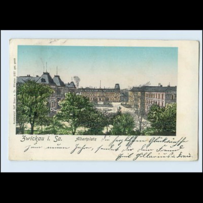 N2219-080./ Zwickau in Sachsen Albertplatz Golddruck AK 1903