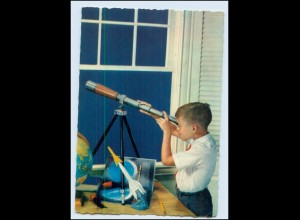 Y1230/ Junge mit Teleskop Fernrohr 1964 AK