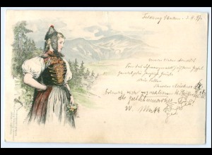 Y1790/ Johannes Elchlepp Schwarzwald Trachten Litho AK 1897