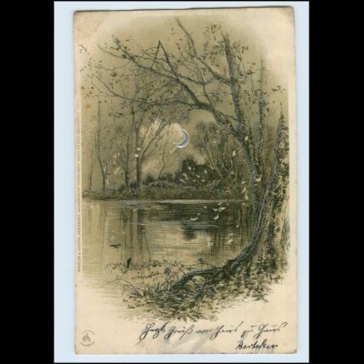 Y2480/ Mondschein AK Litho Silberdruck 1902 