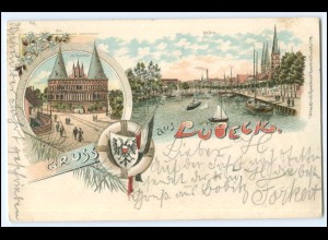 N8531/ Gruß aus Lübeck schöne Litho AK 1899