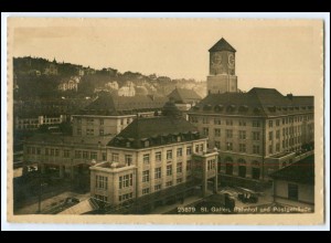 T152/ St. Gallen Bahnhof, Postgebäude Foto AK 1915