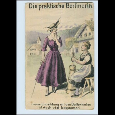 Y3050/ Die praktische Berlinerin Humor AK Butterkarten ca.1915