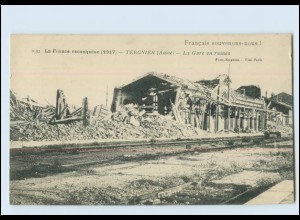 Y3976/ Tergnier (Aisne) La Gare en ruins Bahnhof 1917 AK 