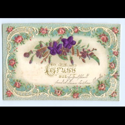 Y6338/ Blumen - Blüten aus Seide Litho Prägedruck 1907