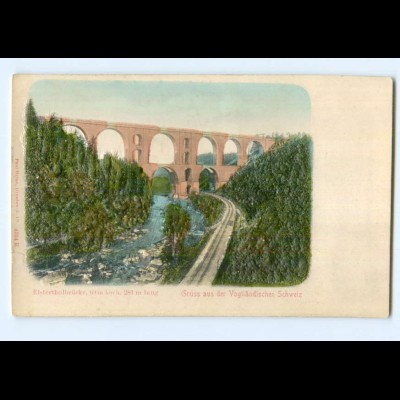 Y6786/ Vogtländische Schweiz Elstertalbrücke Reliefkarte ca.1900 AK