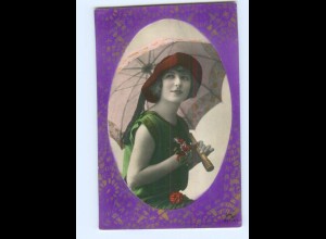 Y6863/ Junge Frau mit Schirm Foto AK koloriert 1926
