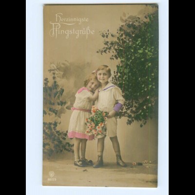 Y7643/ Pfingsten Kinder schöne Foto AK ca.1912