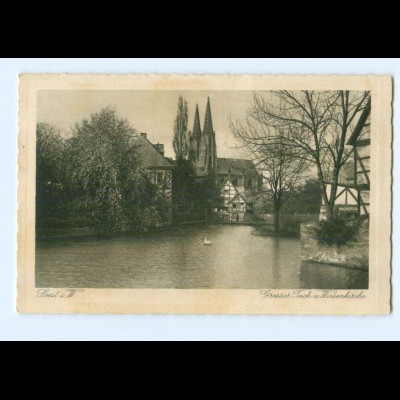 Y8096/ Soest Großer Teich und Wiesenkirche 1931 AK