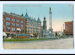 Y8377/ Racine Wis. Soldiers Monument, Tram USA AK 1912