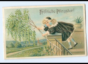 Y8628/ Fröhliche Pfingsten Mädchen 1907 Litho Prägedruck AK