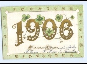 Y8997/ Neujahr Jahreszahl 1906 Litho Prägedruck 