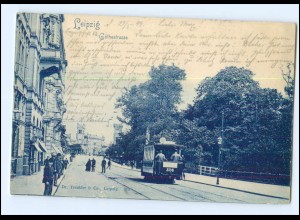 #048/ Leipzig Göthestraße Straßenbahn AK 1899