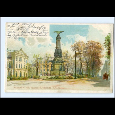 XX002937/ Hamburg Altona Palmaille mit Sieges-Denkmal Litho Ak 1899