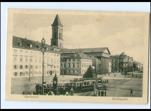 XX003469/ Karlsruhe Marktplatz Straßenbahn 1917 AK