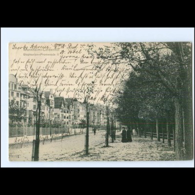 Y10869/ Mannheim-Lindenhof Stephanien-Promenade 1909 AK