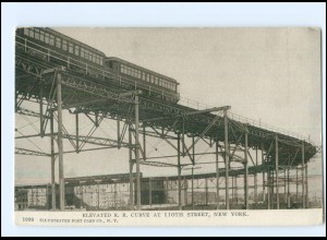 XX004445/ New York Elevated R.R. Curve at Iioth Street USA AK ca.1910