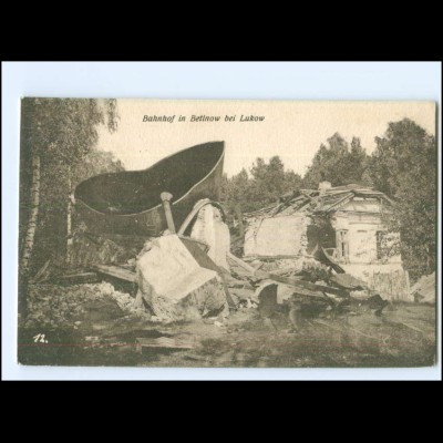 U5020/ Bahnhof in Betinow bei Lukow Polen zerstört 1. Weltkrieg AK 1916