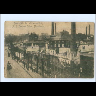 U9112/ Neumünster Brandstätte der Wollwarenfabrik J.J. Bartram, Feuer 1905 AK 
