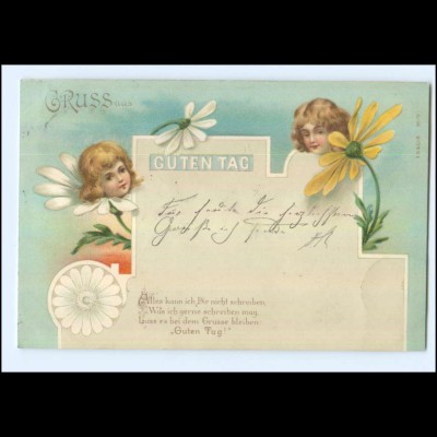 Y11935/ Guten Tag Tageszeiten Litho AK Fantasy Kinderkopf in der Blüte 1900