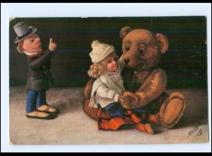 U5989/ Teddybär und Puppen Tuck`s AK 1910 Teddy 