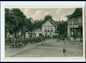 Y12302/ Munster-Lager Soldaten marschieren Truppenübungsplatz 1936 AK