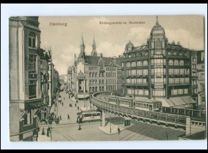 Y12291/ Hamburg Rödingsmarkt Hochbahn, Straßenbahn AK 1917