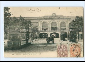 U6803/ Lyon La Gare de Perrache Tramway Bahnhof Straßenbahn AK ca.1910 -69-