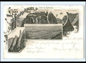 U7575-065/ Gruß vom Hexentanzplatz Harz Thale Litho AK 1896 Postbriefkasten ...