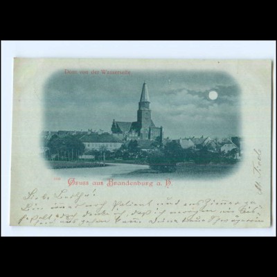 U7544-147/ Gruß aus Brandenburg Mondschein AK 1898