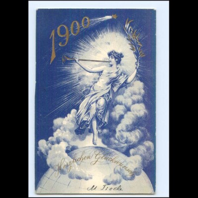 Y13432/ Neujahr 1900 Jahrhundertwende schöne Litho AK 1899 Weltkugel 