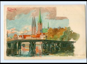 XX005377/ Lübeck Brücke sign: Kley Litho AK ca.1900