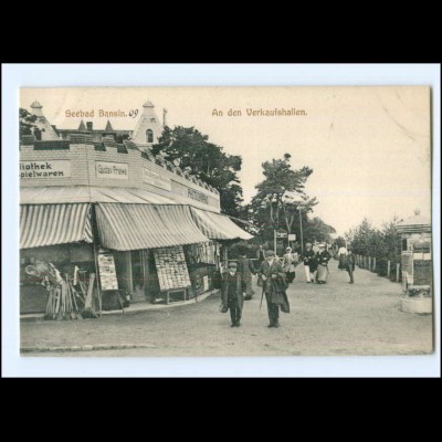 XX005553-174/ Seebad Bansin An den Verkaufshallen AK ca.1910 Litfaßsäule
