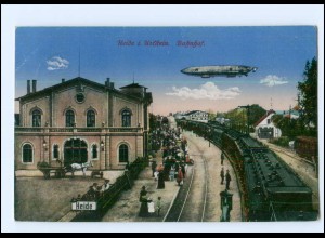 U8388/ Heide in Holstein Bahnhof Eisenbahn Zeppelin AK 1917